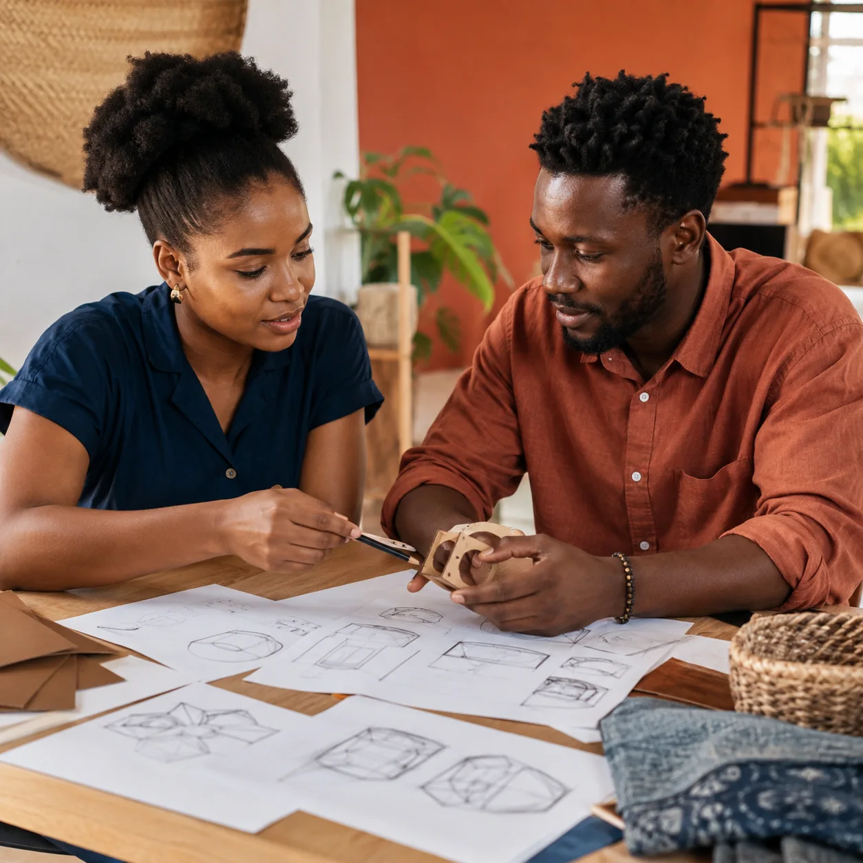 Entrepreneurs africains travaillant sur un prototype